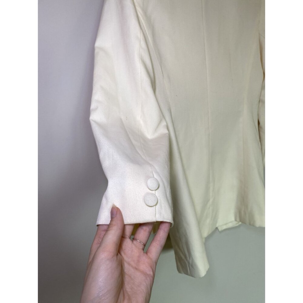 White Double Breasted Peak Lapel Blazer Women Medium Tailored - Picture 7 of 9